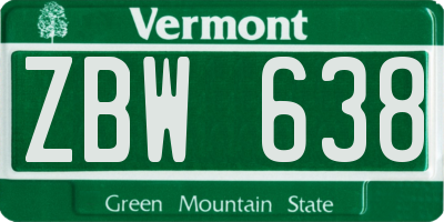 VT license plate ZBW638
