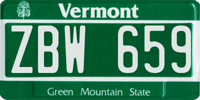VT license plate ZBW659