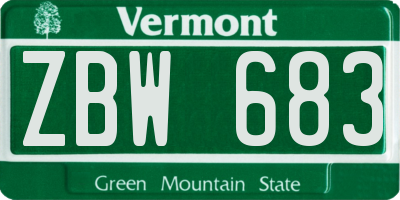 VT license plate ZBW683