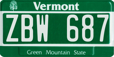 VT license plate ZBW687