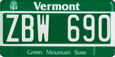 VT license plate ZBW690