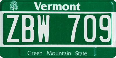VT license plate ZBW709