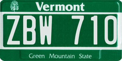 VT license plate ZBW710