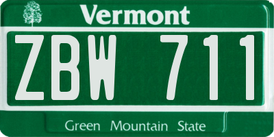 VT license plate ZBW711
