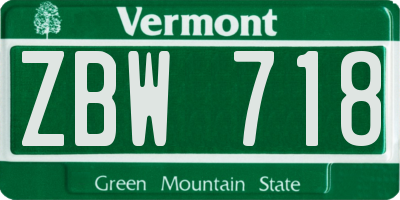 VT license plate ZBW718