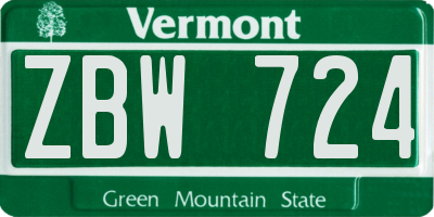 VT license plate ZBW724