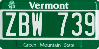 VT license plate ZBW739