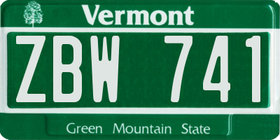 VT license plate ZBW741