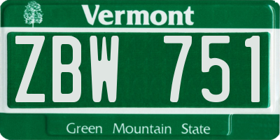 VT license plate ZBW751