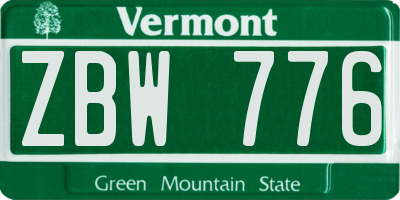 VT license plate ZBW776