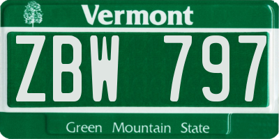 VT license plate ZBW797