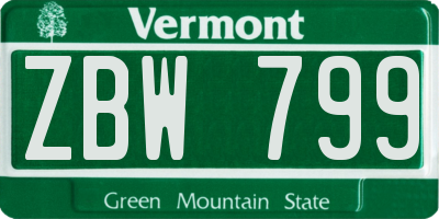 VT license plate ZBW799