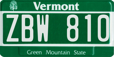 VT license plate ZBW810