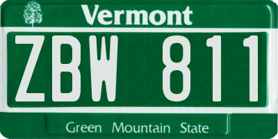 VT license plate ZBW811