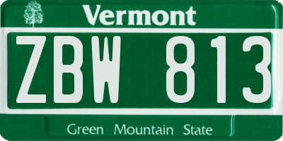 VT license plate ZBW813