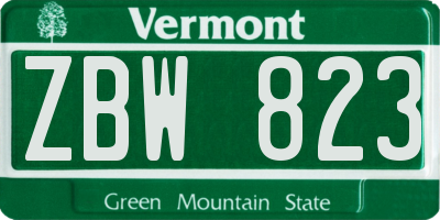 VT license plate ZBW823