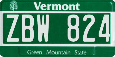 VT license plate ZBW824