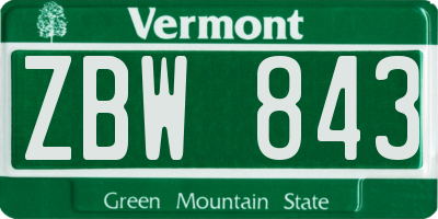 VT license plate ZBW843