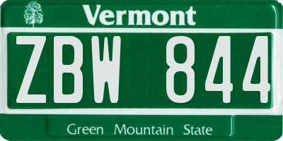 VT license plate ZBW844