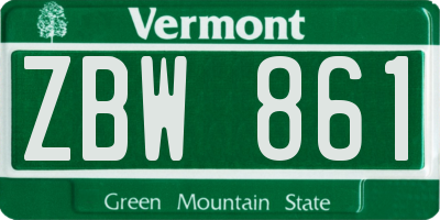 VT license plate ZBW861