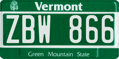 VT license plate ZBW866