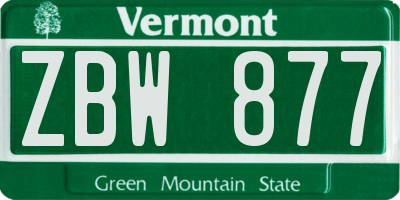 VT license plate ZBW877