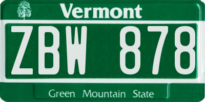 VT license plate ZBW878