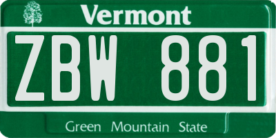VT license plate ZBW881