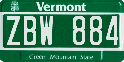 VT license plate ZBW884