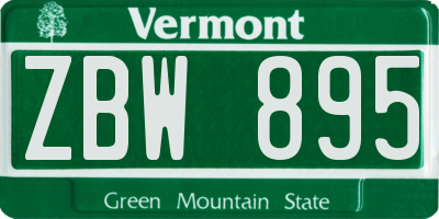 VT license plate ZBW895
