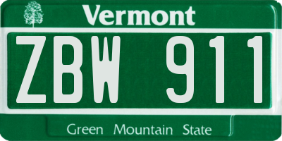 VT license plate ZBW911