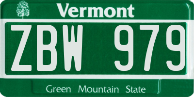VT license plate ZBW979