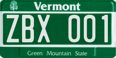 VT license plate ZBX001