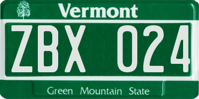 VT license plate ZBX024
