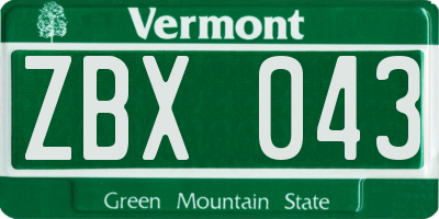 VT license plate ZBX043