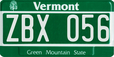 VT license plate ZBX056