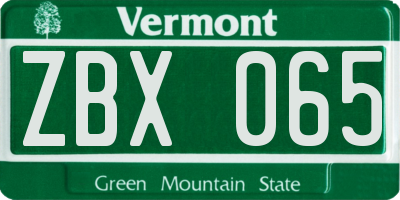 VT license plate ZBX065