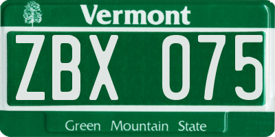 VT license plate ZBX075