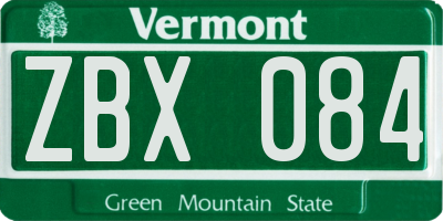 VT license plate ZBX084