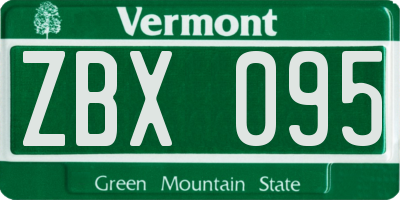 VT license plate ZBX095