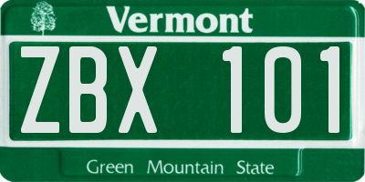VT license plate ZBX101