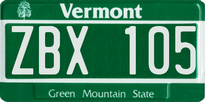 VT license plate ZBX105