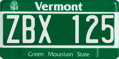 VT license plate ZBX125