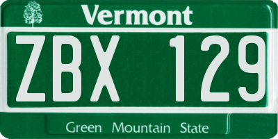 VT license plate ZBX129