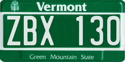 VT license plate ZBX130