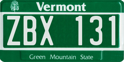 VT license plate ZBX131
