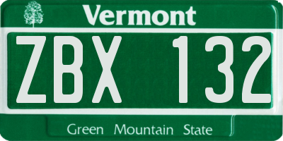 VT license plate ZBX132