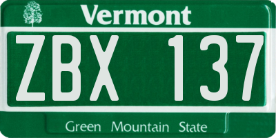 VT license plate ZBX137