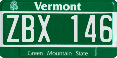 VT license plate ZBX146