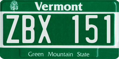 VT license plate ZBX151